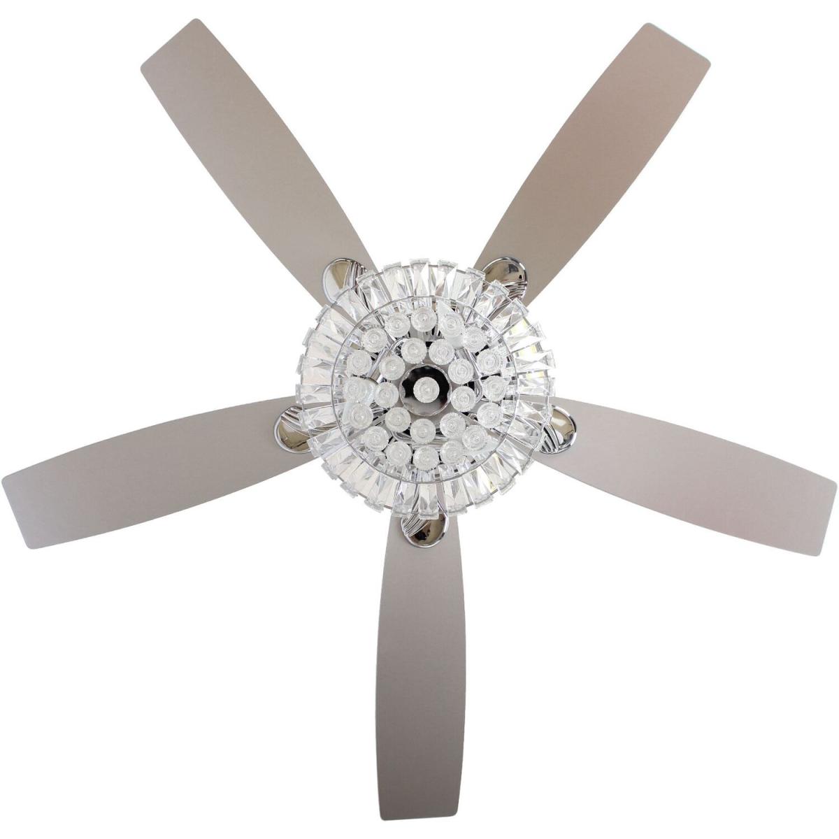 Modern 5-Blade Chandelier Ceiling Fan Crystal Light With Remote Control - Silver – image 5
