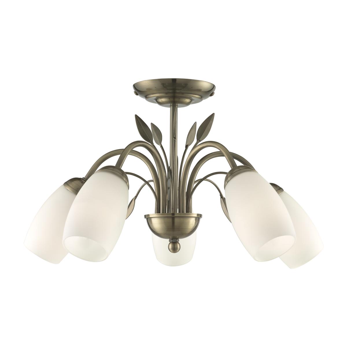 5 Light Antique Brass Leaf Ceiling Fitting - Brass