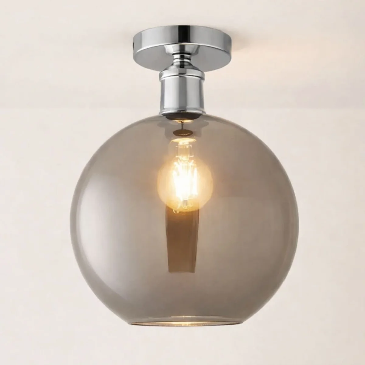 Bellamy Glass Globe Flush Ceiling Light - Brushed Chrome / 20cm – image 2