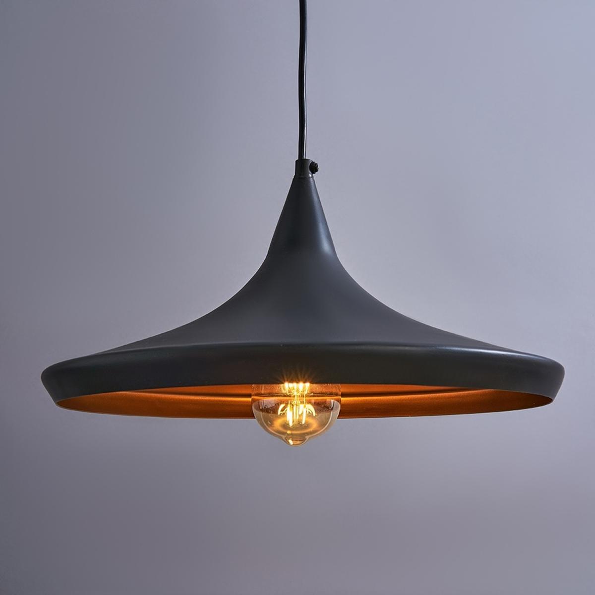 Retro Matt Black And Gold Flared Shaped Ceiling Pendant Light Shade - Matt Black – image 4