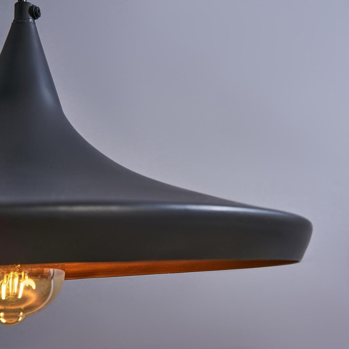 Retro Matt Black And Gold Flared Shaped Ceiling Pendant Light Shade - Matt Black – image 5