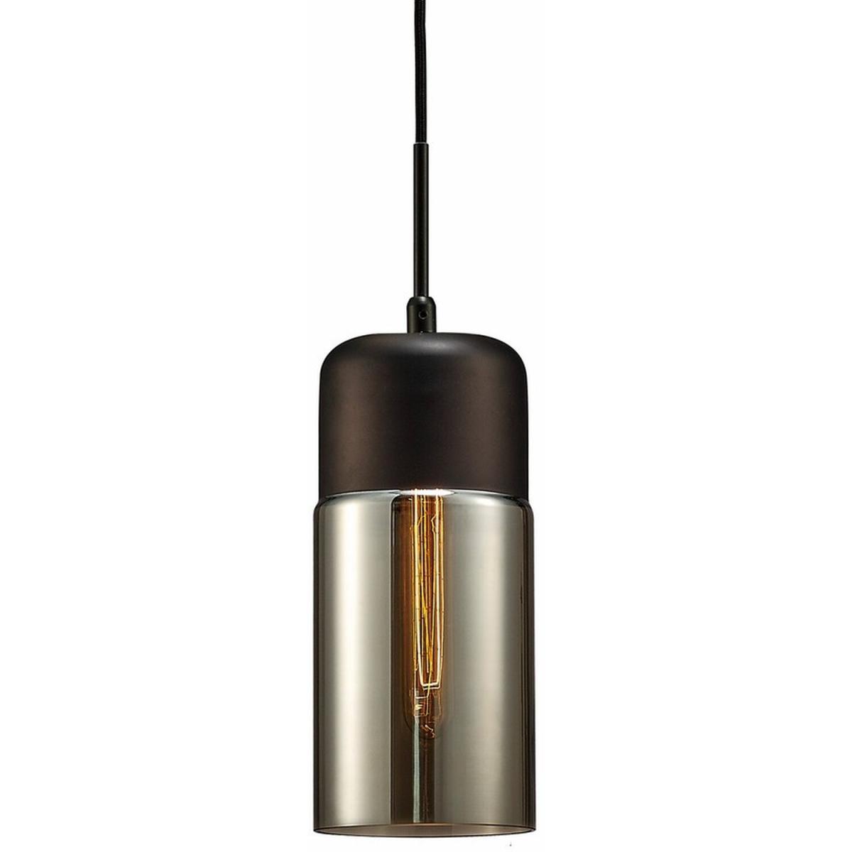 Mia Tube Ceiling Pendant 1 Light E27 Polished Chrome, Black, Smoke Glass - Black – image 3