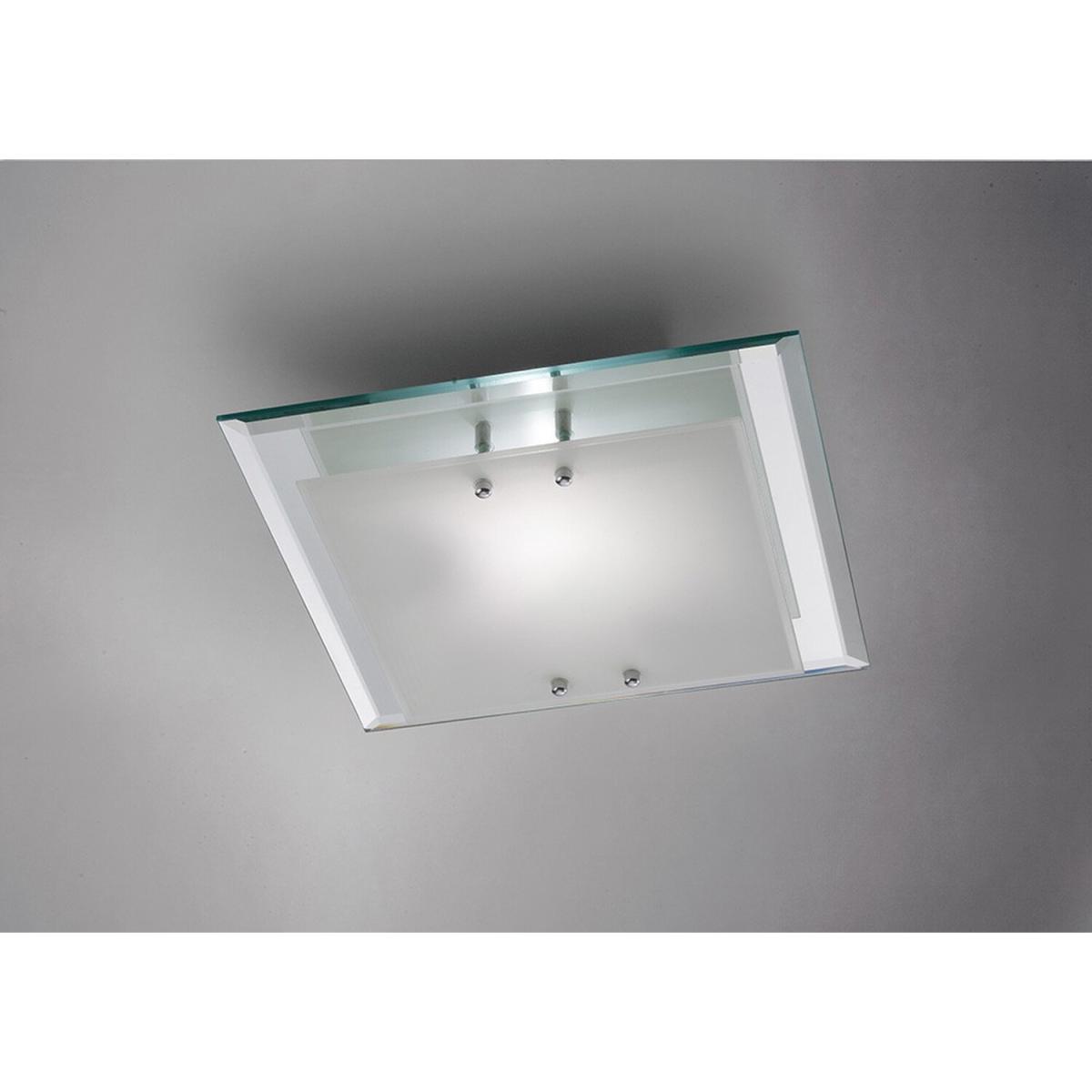 Mira Flush Ceiling, 350mm Square, 2 Light E27 Polished Chrome - Polished Chrome – image 2