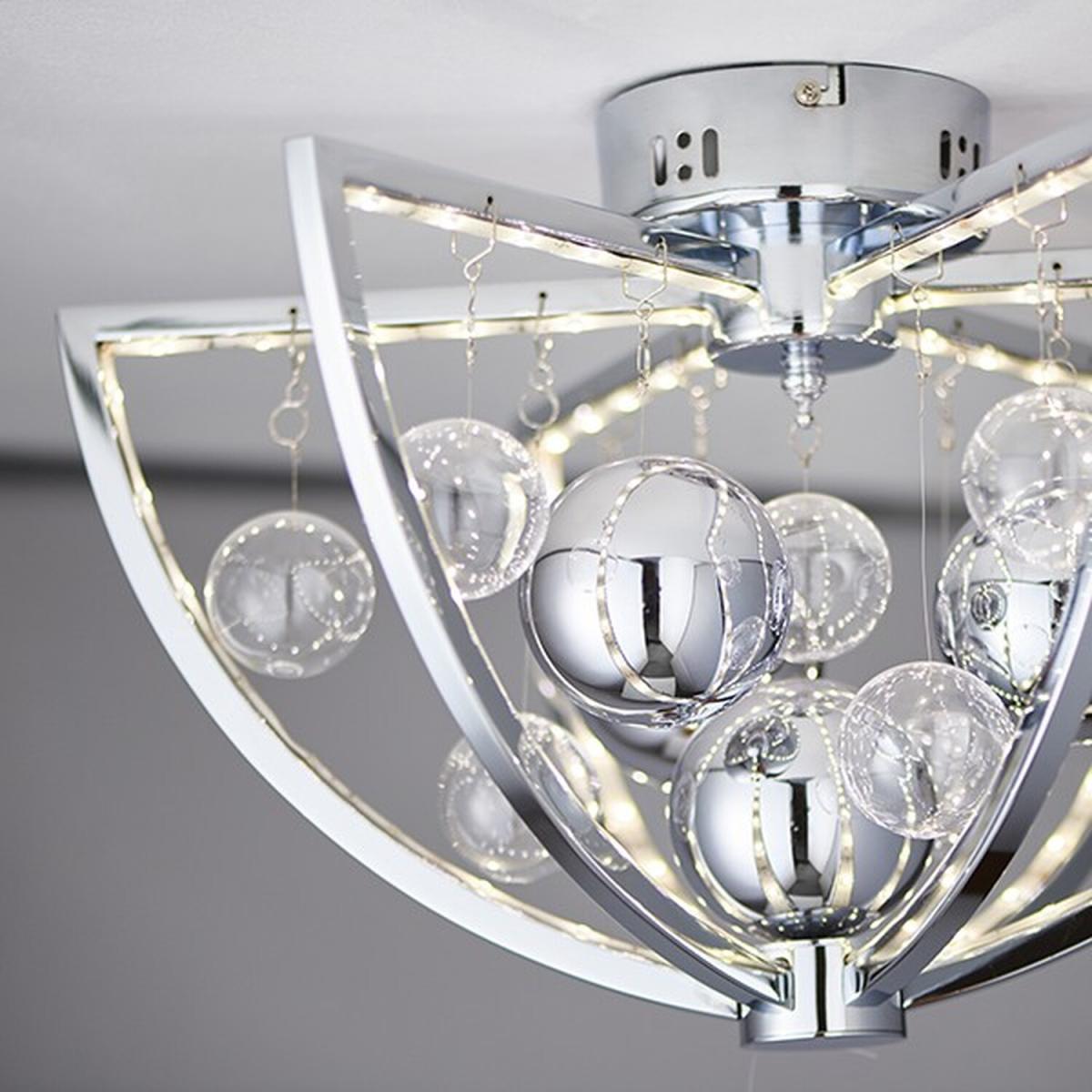 Muni 1 Light Flush Ceiling Light Chrome Glass Balls - Chrome With Clear – image 2