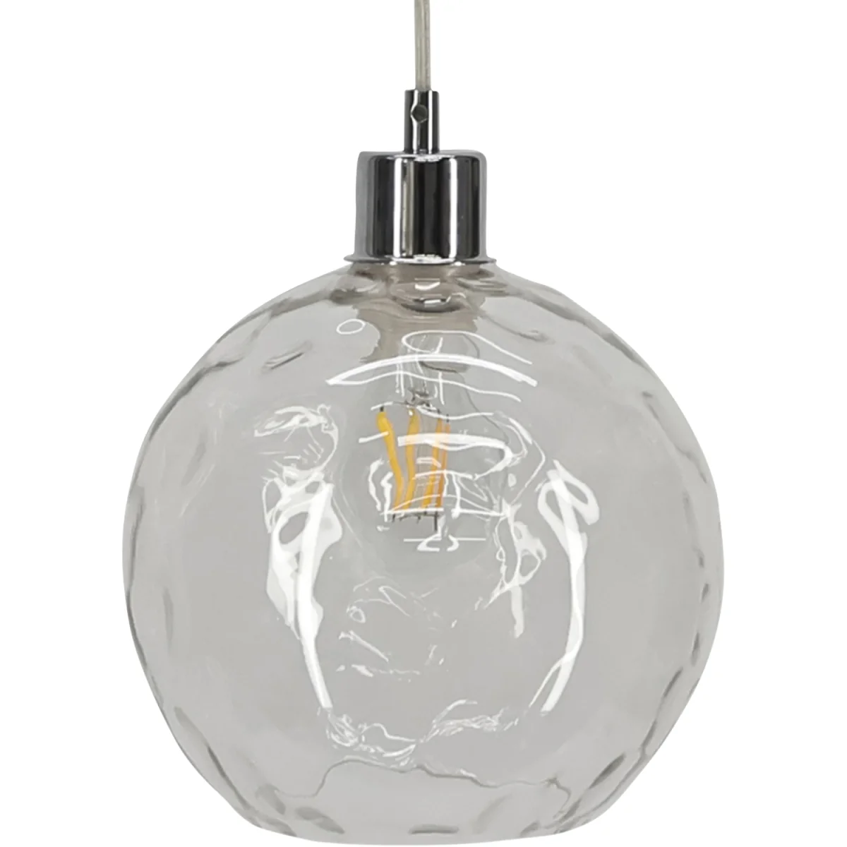 Set Of 2 Barnum Clear Dimple Glass Globe With Chrome Pendant Fitting - Chrome & Clear – image 3