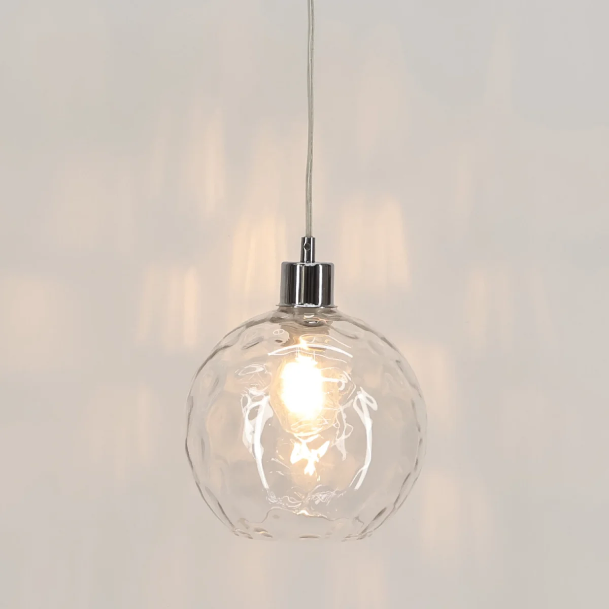 Set Of 2 Barnum Clear Dimple Glass Globe With Chrome Pendant Fitting - Chrome & Clear – image 4