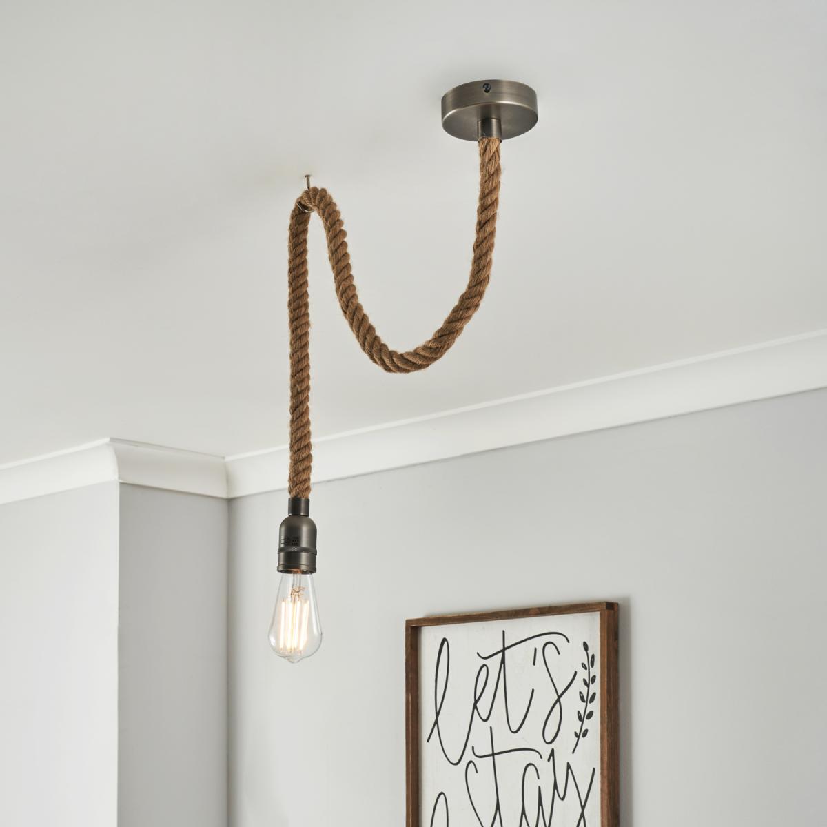 Pascal 1 Light Rope Cable Kit Pendant - Pewter – image 4