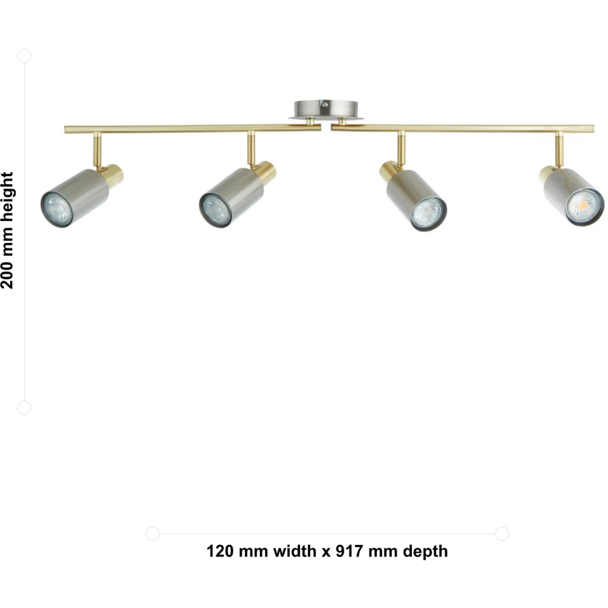 Collin 4lt Ceiling Spotlight - Matt Nickel Plate With Brushed Brass Plate Detail – image 4