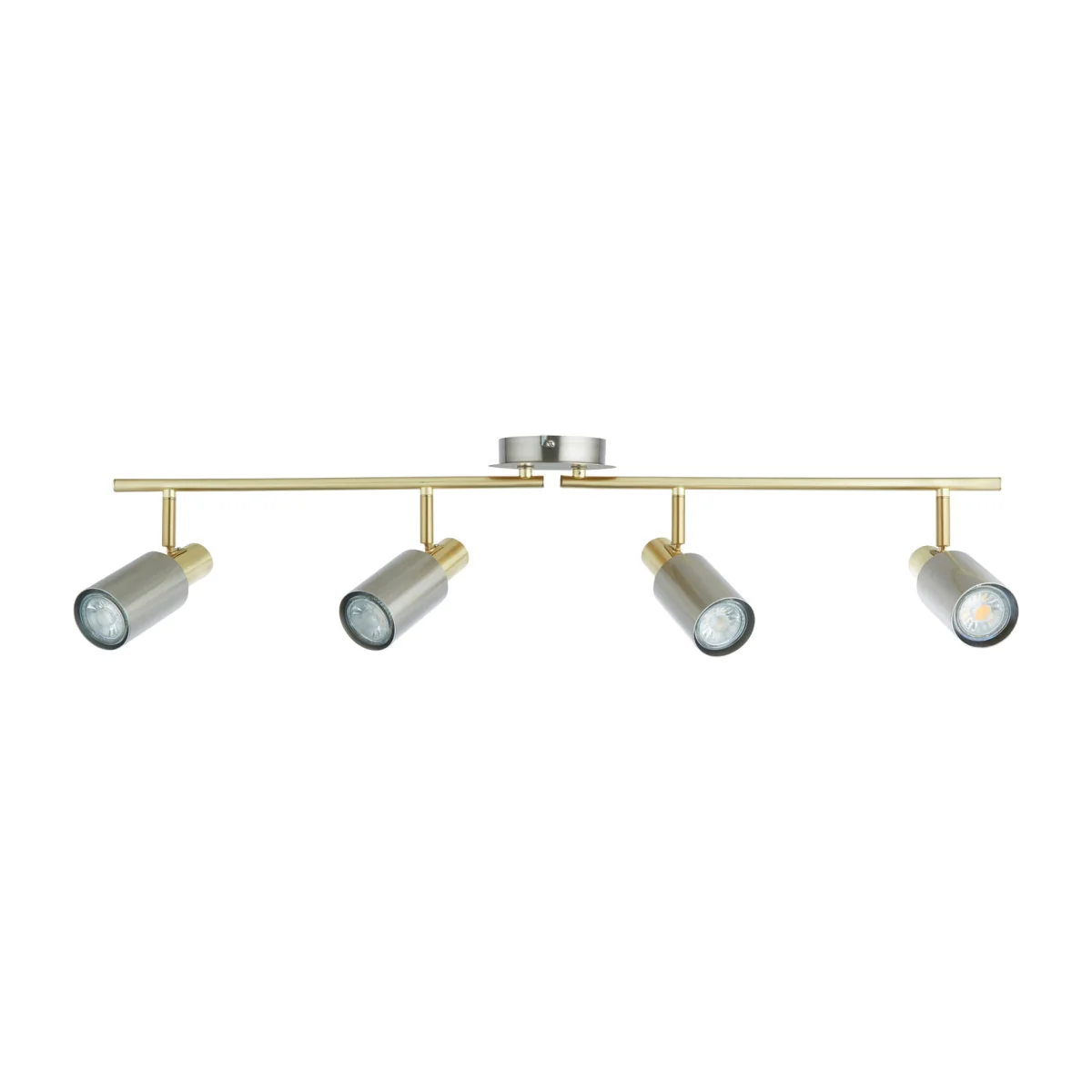 Collin 4lt Ceiling Spotlight - Matt Nickel Plate With Brushed Brass Plate Detail – image 1