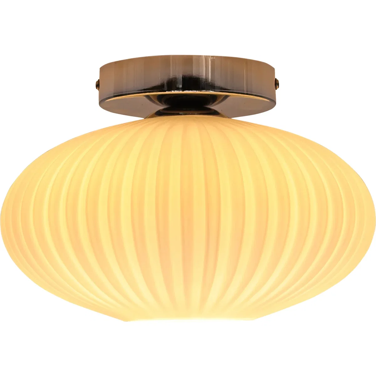 Baton White Ribbed Oval Glass Chrome Ceiling Light Fitting - Chrome & White – image 2