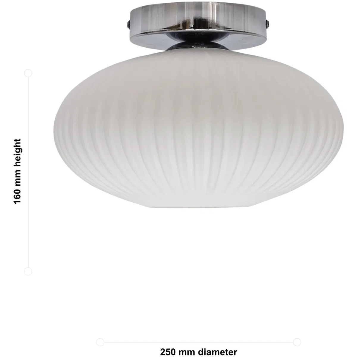 Baton White Ribbed Oval Glass Chrome Ceiling Light Fitting - Chrome & White – image 5