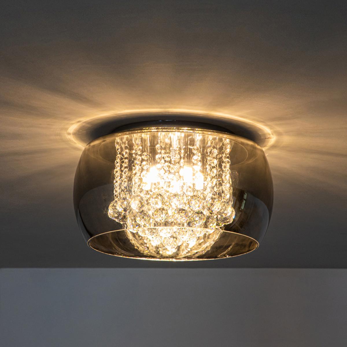5-Light Smoky Gray Glass Drum Flush Mount - Smoky Gray – image 2