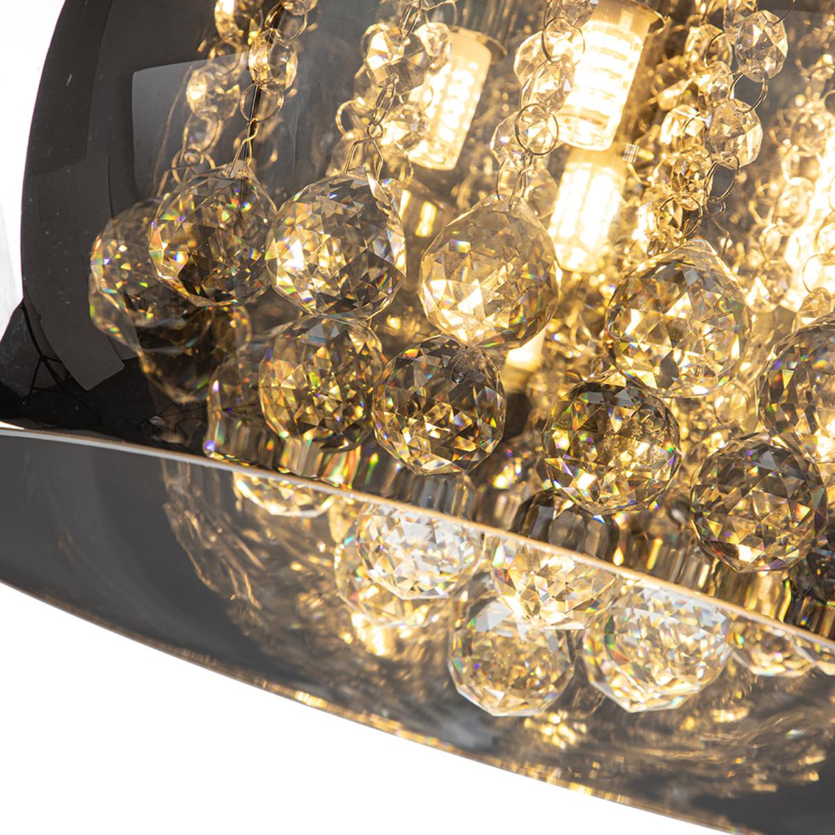 5-Light Smoky Gray Glass Drum Flush Mount - Smoky Gray – image 3