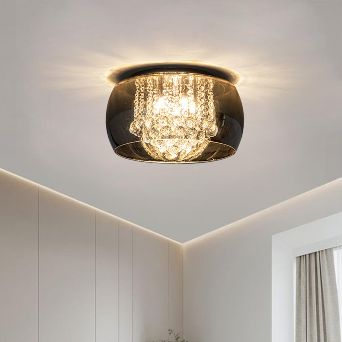 5-Light Smoky Gray Glass Drum Flush Mount - Smoky Gray – image 5