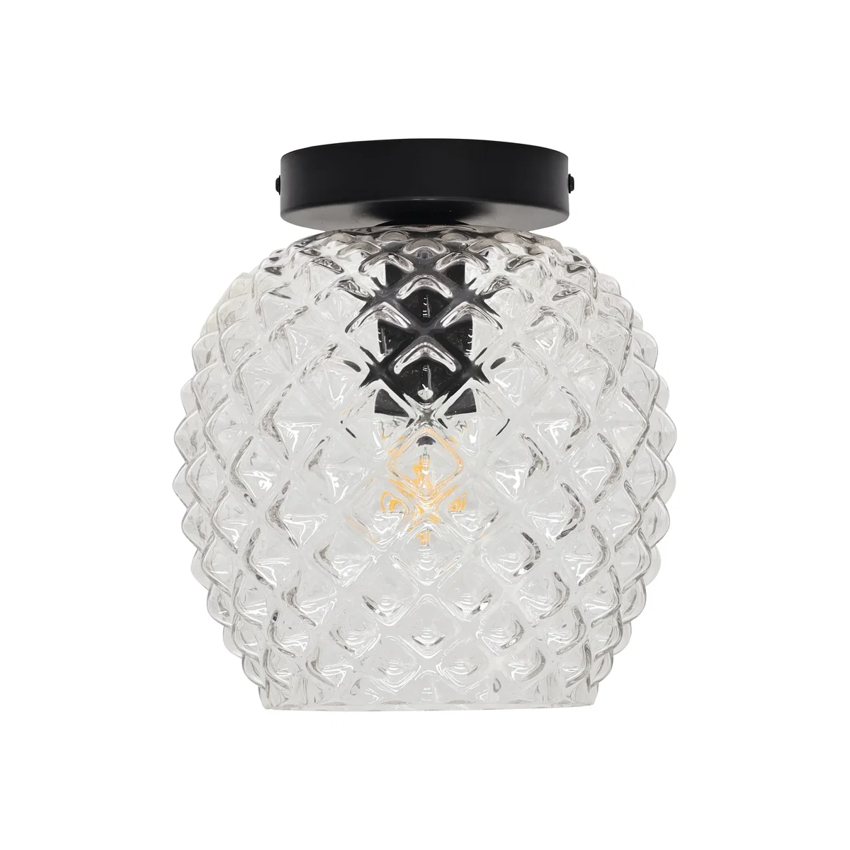 Baine Clear Textured Glass Black Ceiling Light Fitting - Black & Clear – image 1