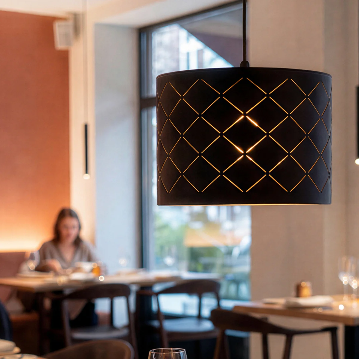 Ceiling Light Shade Pendant Drum Lampshade Lightshade Living Room - Black – image 3