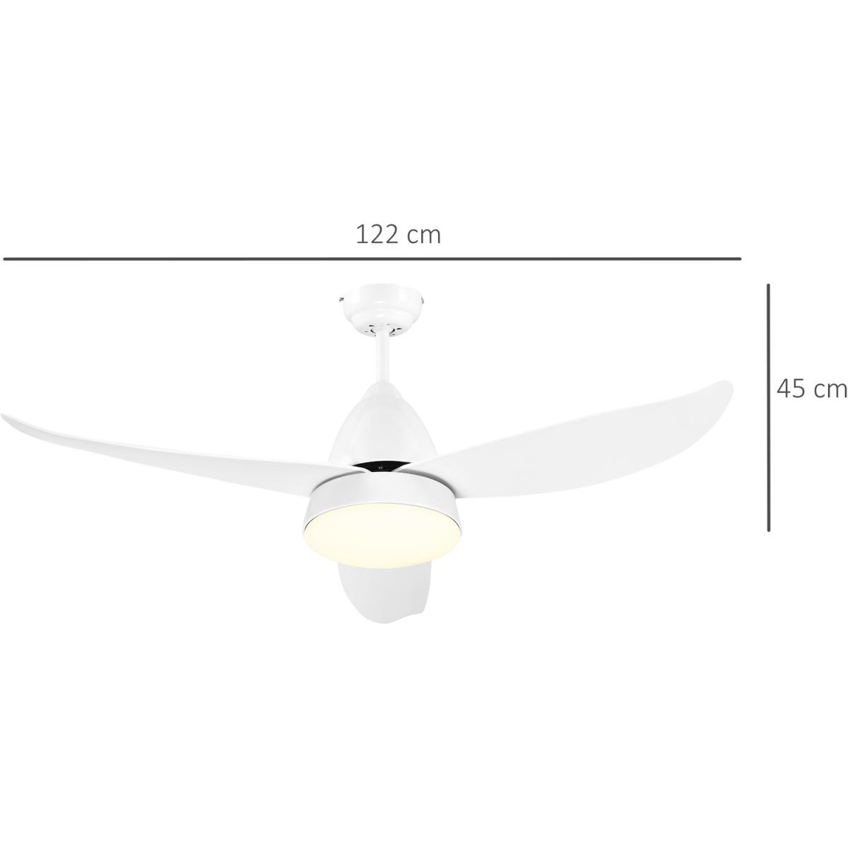 Ceiling Fan with Light, Reversible Airflow, 3 Blades - White – image 8