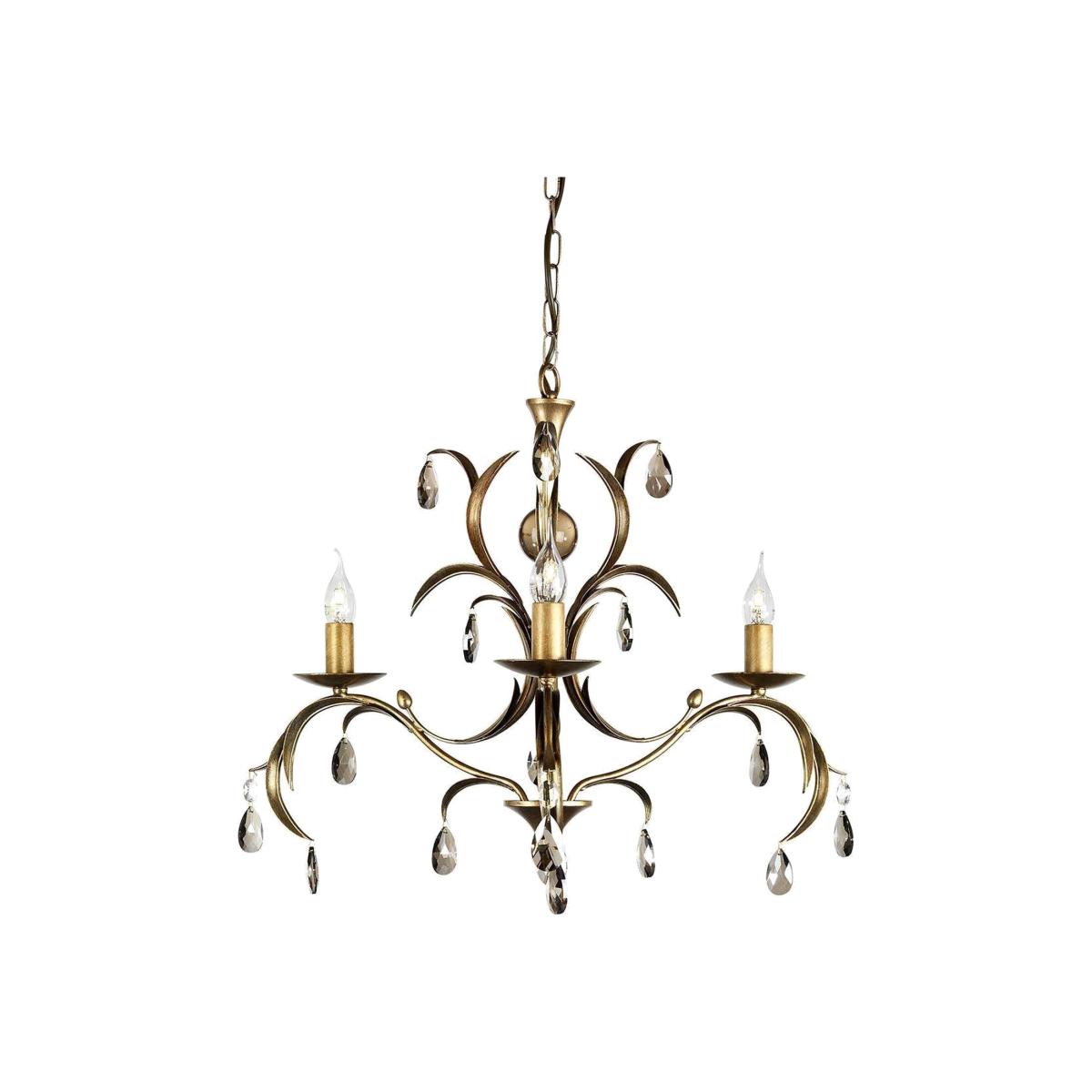 Lily Chandelier 3 Light Metallic Bronze Floral Leaves Design - Metallic Bronze