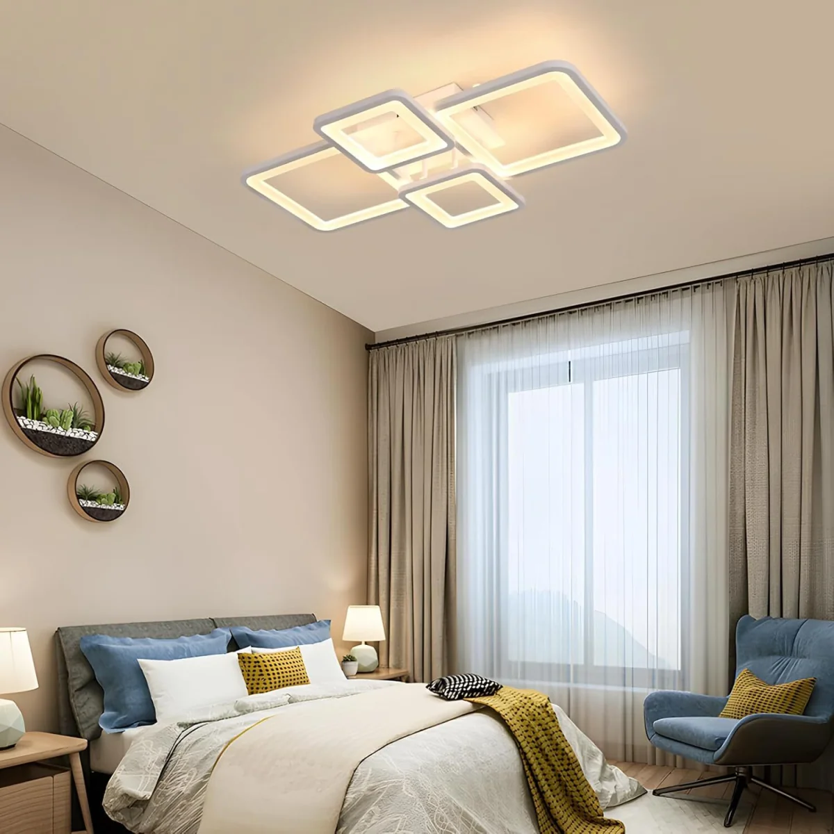 GOECO Ceiling Light LED Dimmable 54W, Ceiling Light Living Room Modern - White – image 5