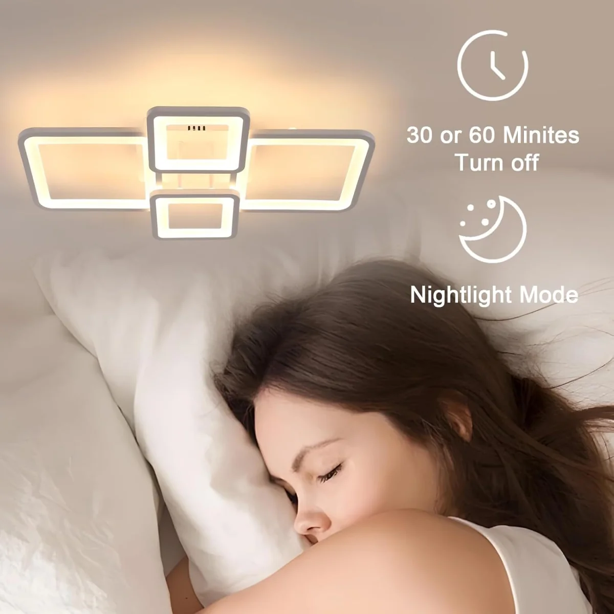 GOECO Ceiling Light LED Dimmable 54W, Ceiling Light Living Room Modern - White – image 8