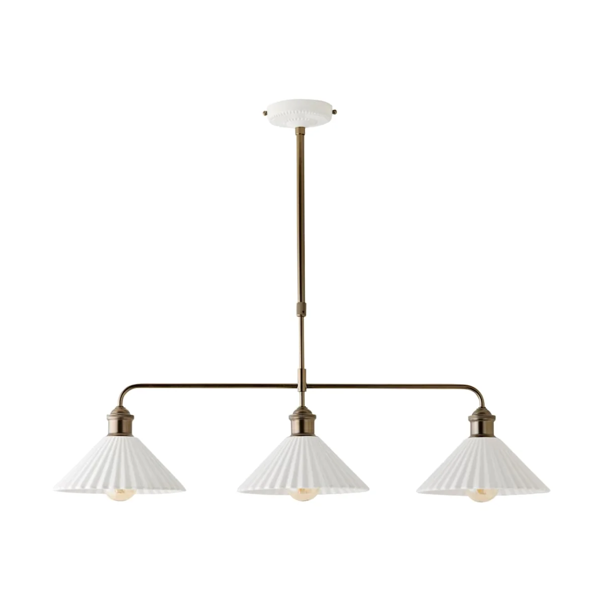 Burford Ceramic Ribbed 3 Drop Diner Bar Ceiling Light - Cream – image 1