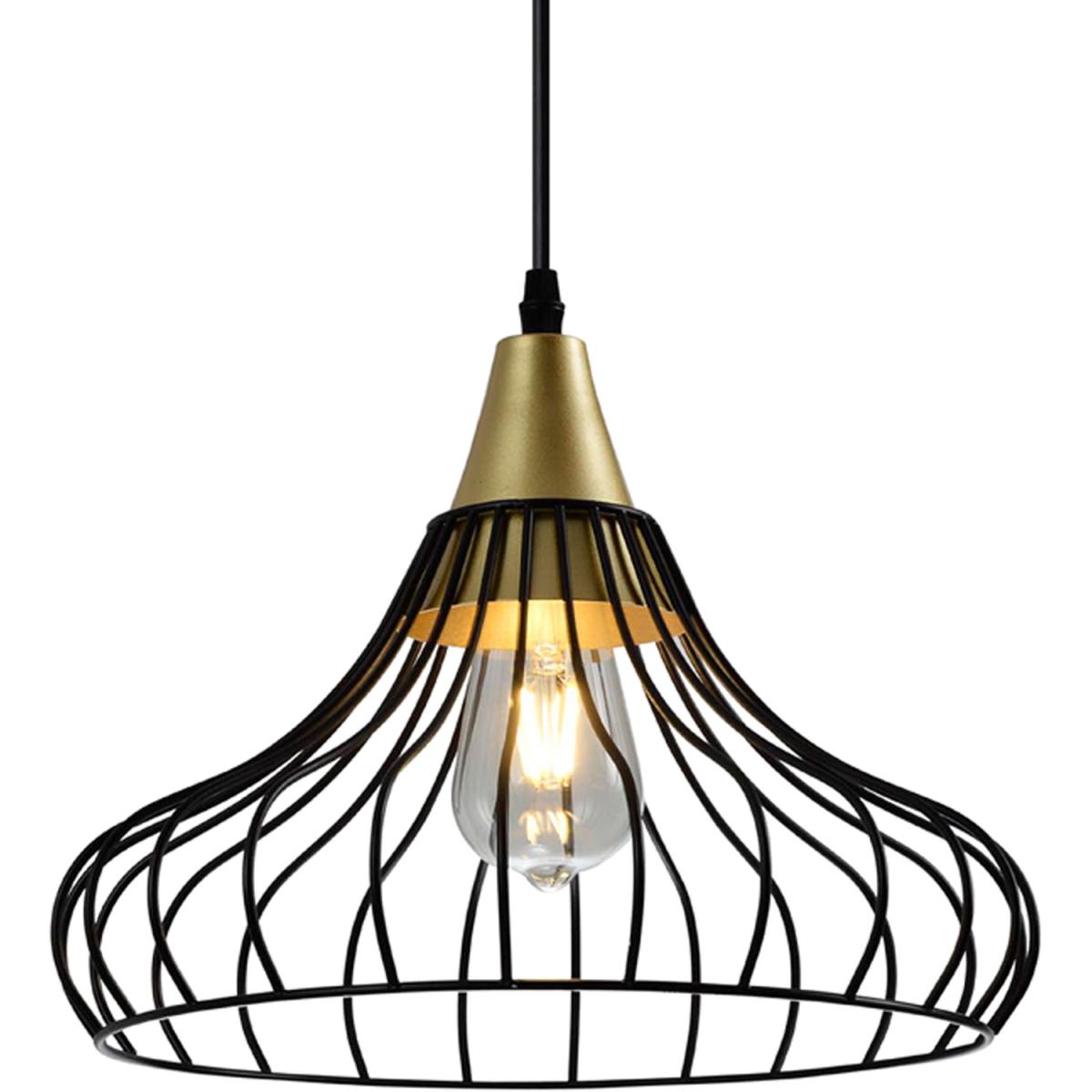 CGC RITA Black Metal and Gold Cage Pendant Ceiling Light - black – image 2