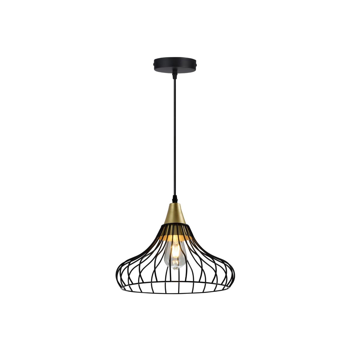 CGC RITA Black Metal and Gold Cage Pendant Ceiling Light - black – image 1