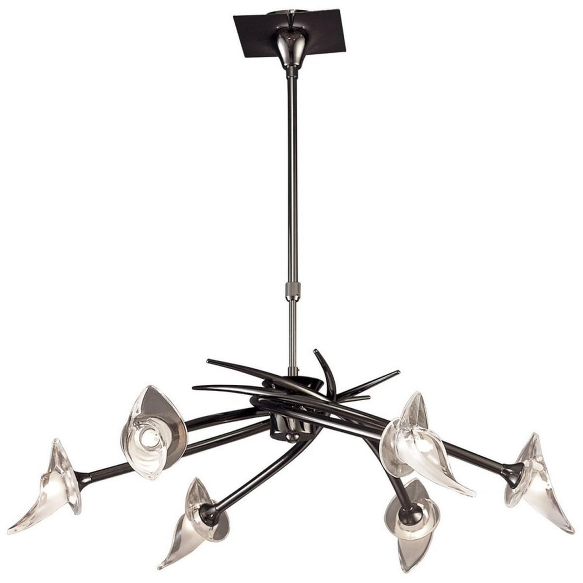 Flavia Telescopic Ceiling Pendant Semi Flush 6 Light G9, Black Chrome - Black Chrome – image 2