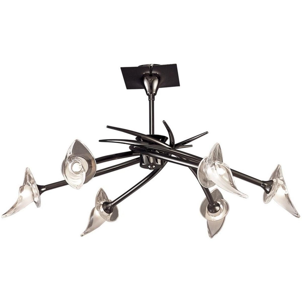 Flavia Telescopic Ceiling Pendant Semi Flush 6 Light G9, Black Chrome - Black Chrome – image 3