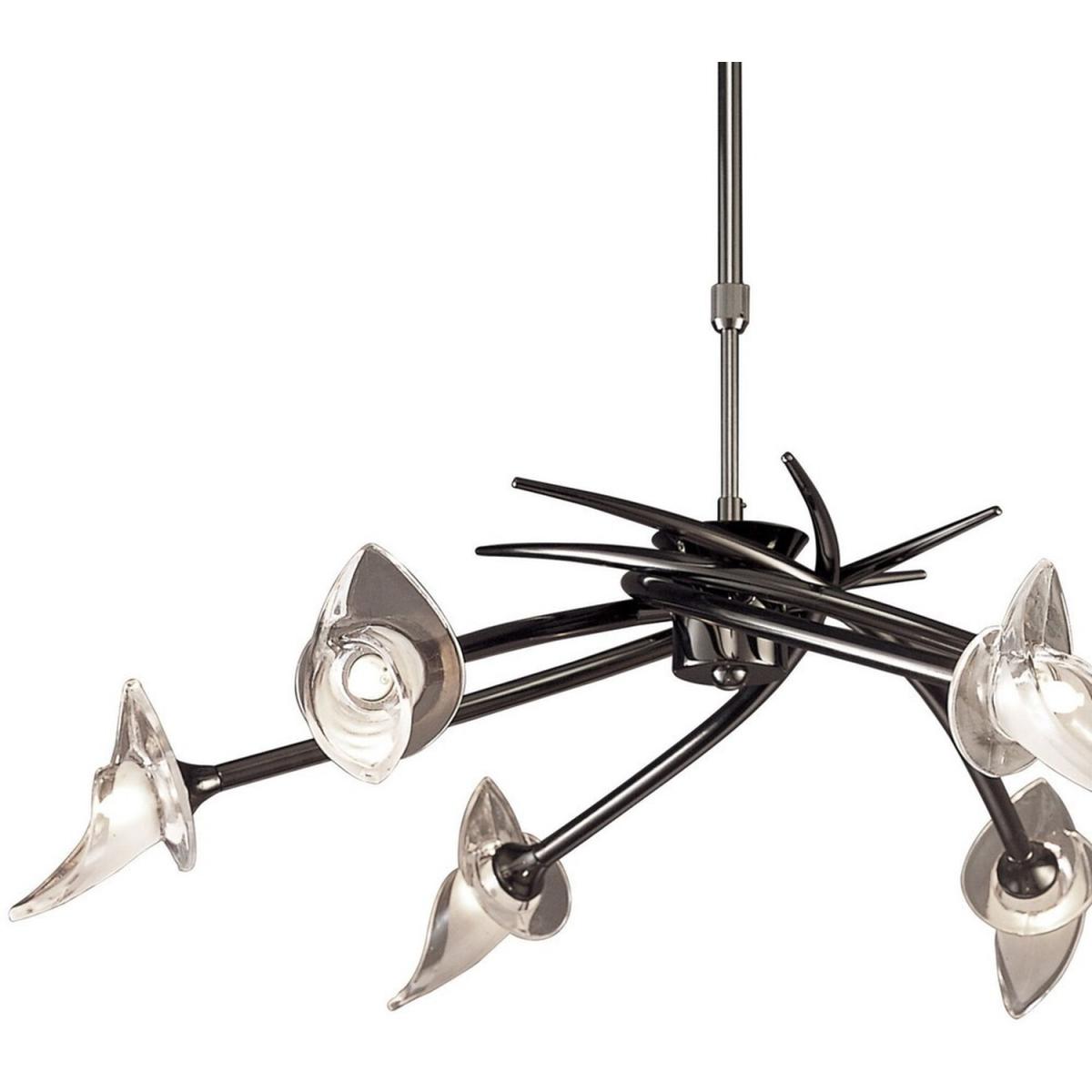 Flavia Telescopic Ceiling Pendant Semi Flush 6 Light G9, Black Chrome - Black Chrome – image 4