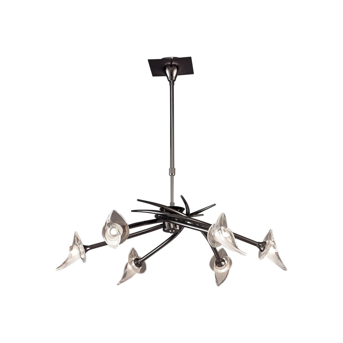 Flavia Telescopic Ceiling Pendant Semi Flush 6 Light G9, Black Chrome - Black Chrome – image 1