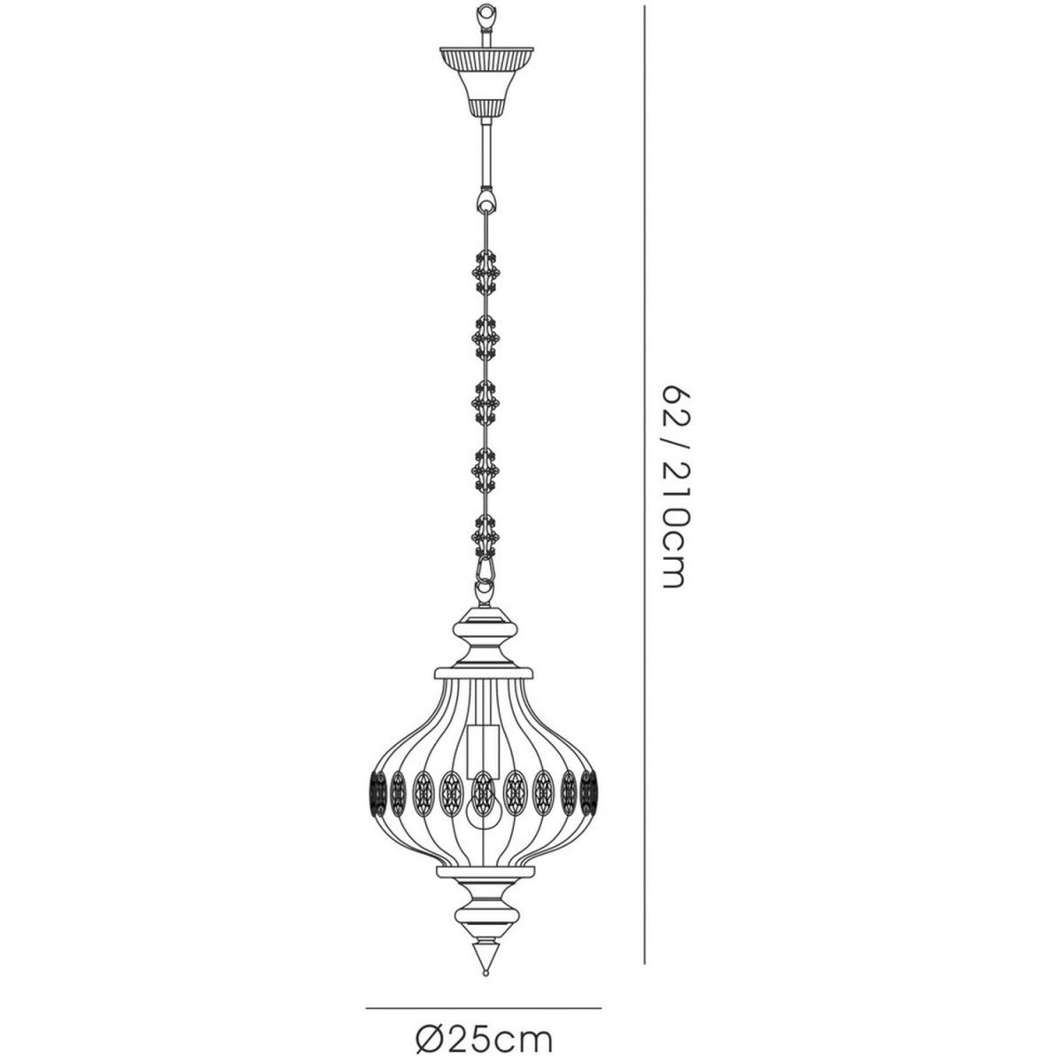 Marisa Ceiling Pendant 1 Light E27 Antique Brass, Amber Crystal - Antique Brass – image 3