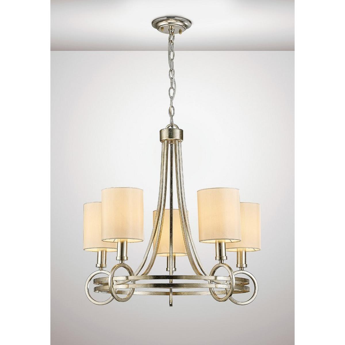 Isabella Ceiling Pendant, Beige Shade E14 Antique Silver, Teak Plated - Antique Silver / 64cm – image 2