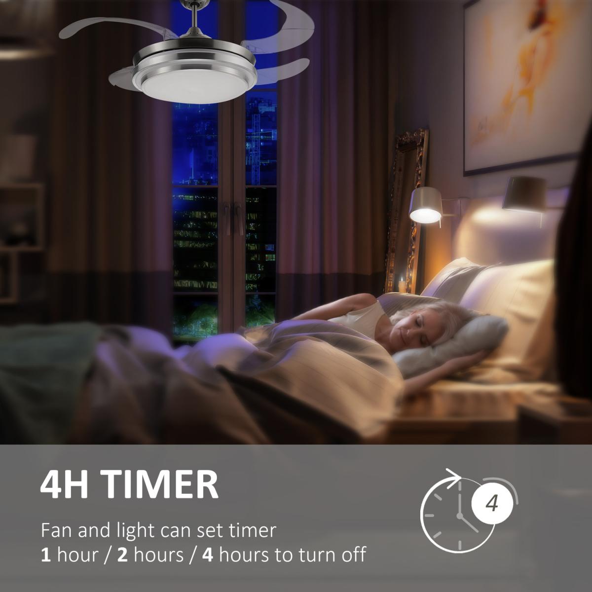 Retractable Ceiling Fan with Dimmable LED Light - Silver – image 5