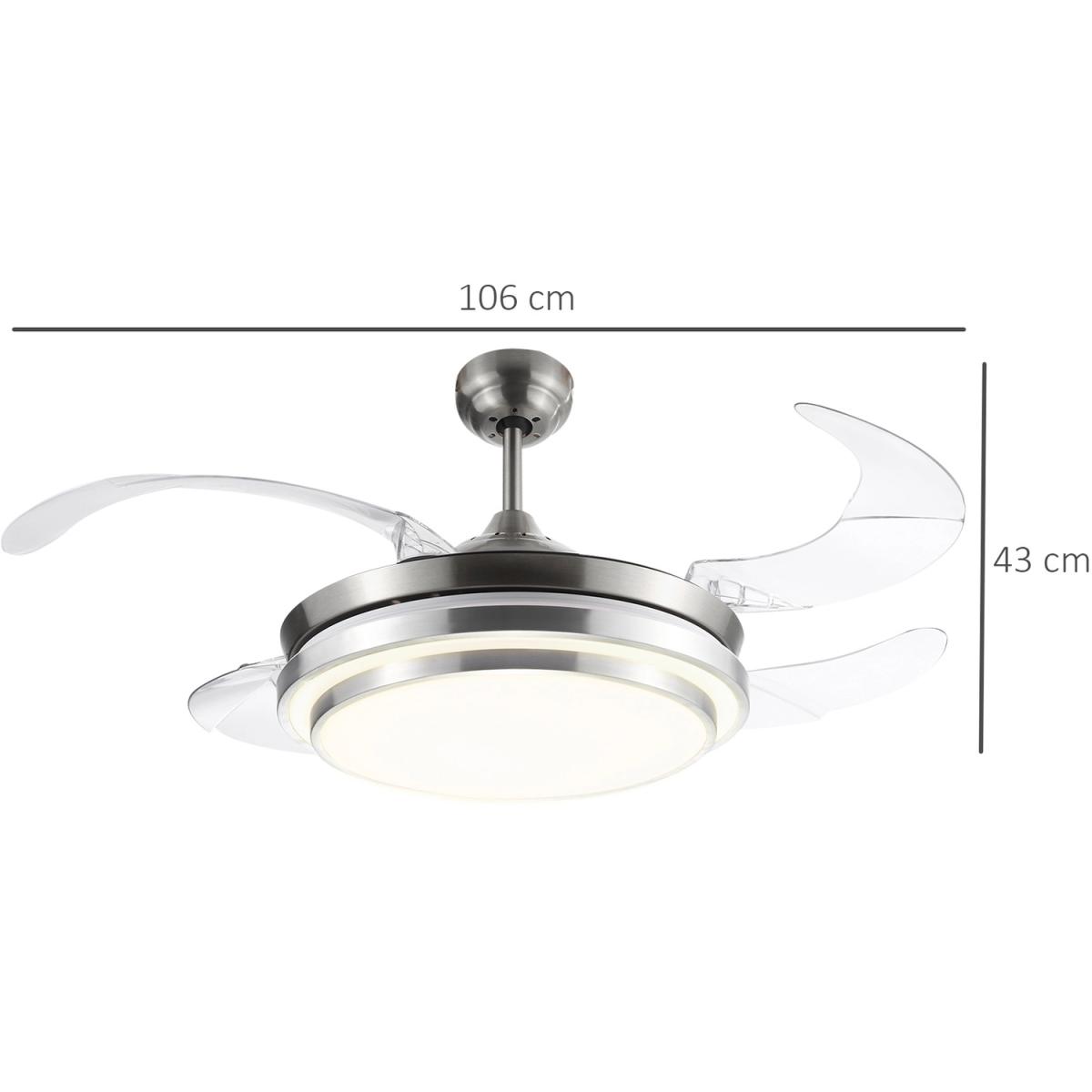 Retractable Ceiling Fan with Dimmable LED Light - Silver – image 8