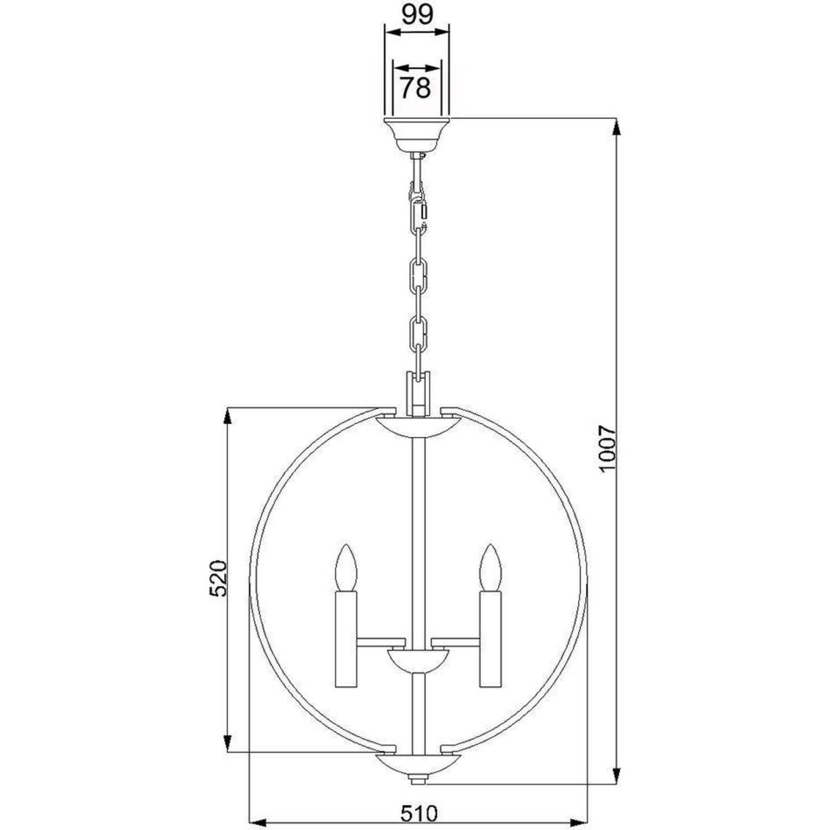 Euclid 3 Light Spherical Ceiling Pendant Chandelier Bronze, E14 - Bronze – image 2