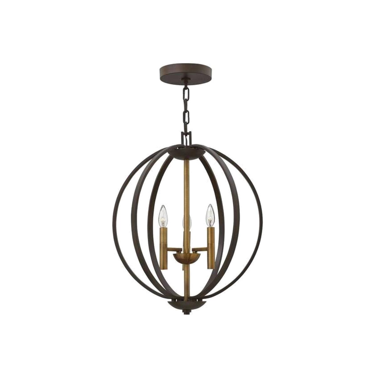 Euclid 3 Light Spherical Ceiling Pendant Chandelier Bronze, E14 - Bronze – image 1