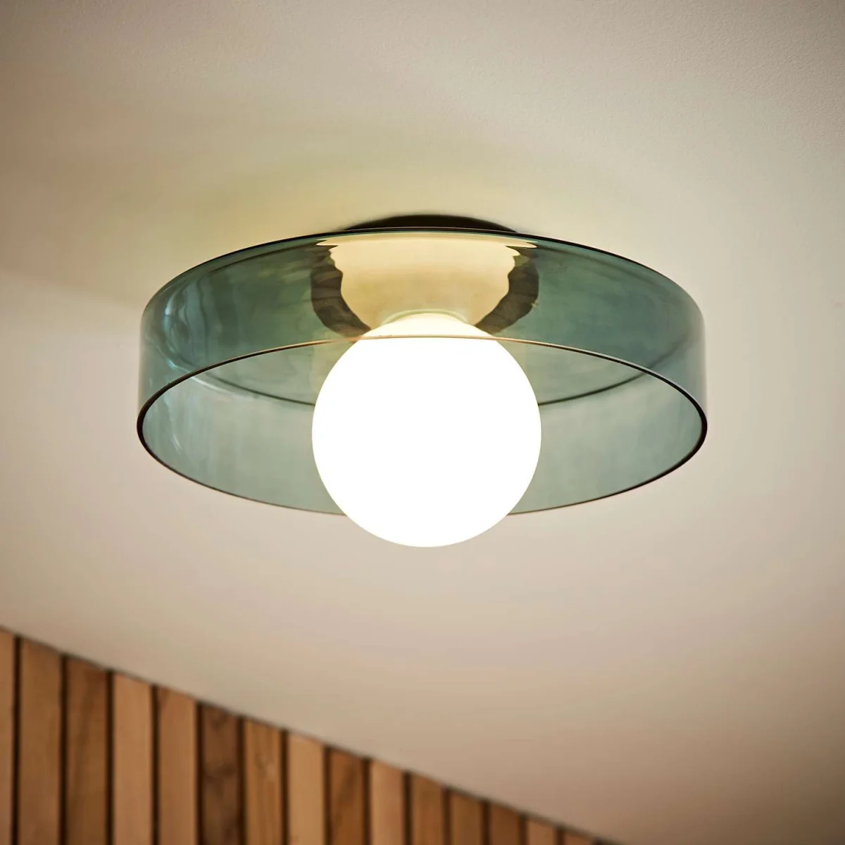 Newbury Glass IP44 Flush Ceiling Light - Green / Yes - Green – image 2