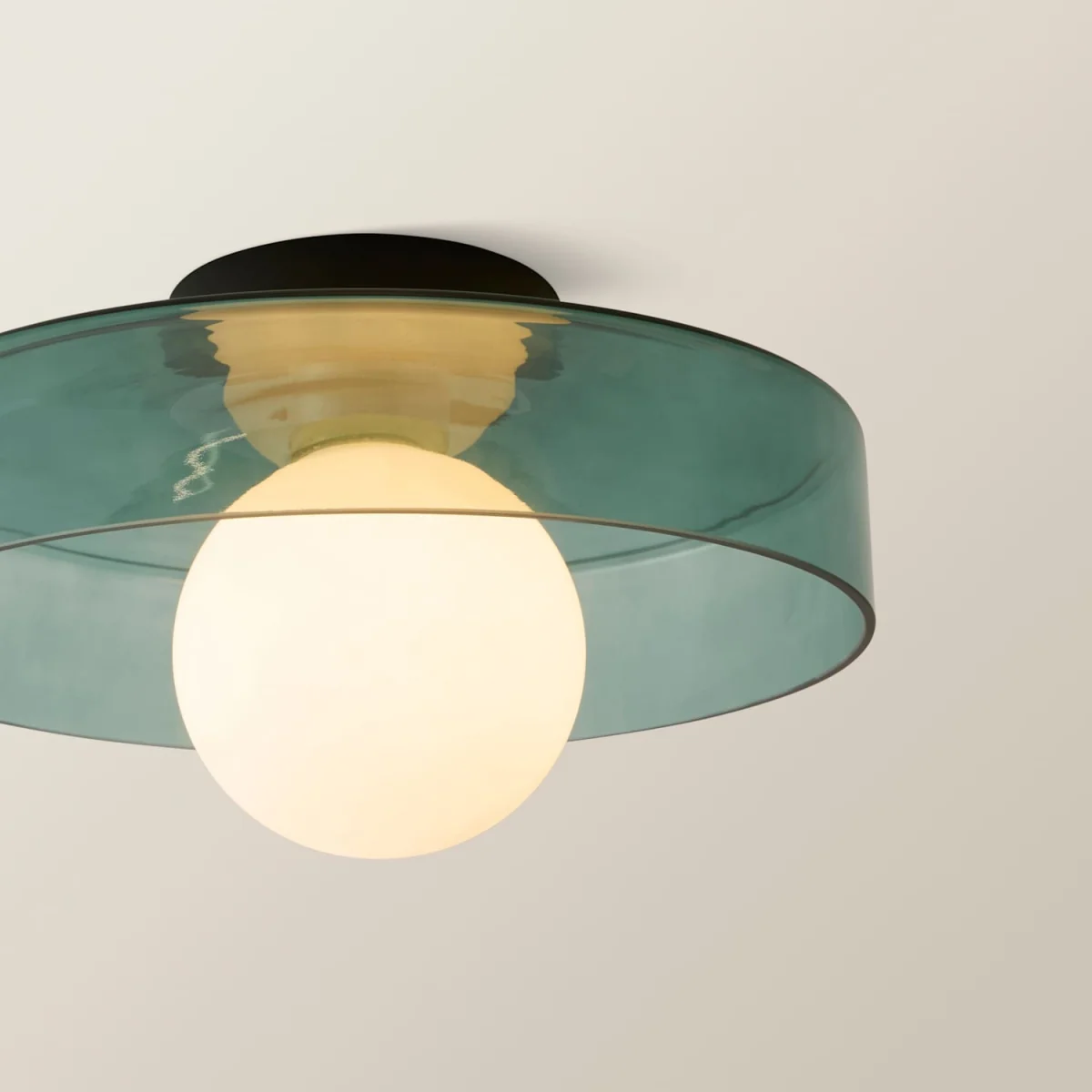 Newbury Glass IP44 Flush Ceiling Light - Green / Yes - Green – image 3