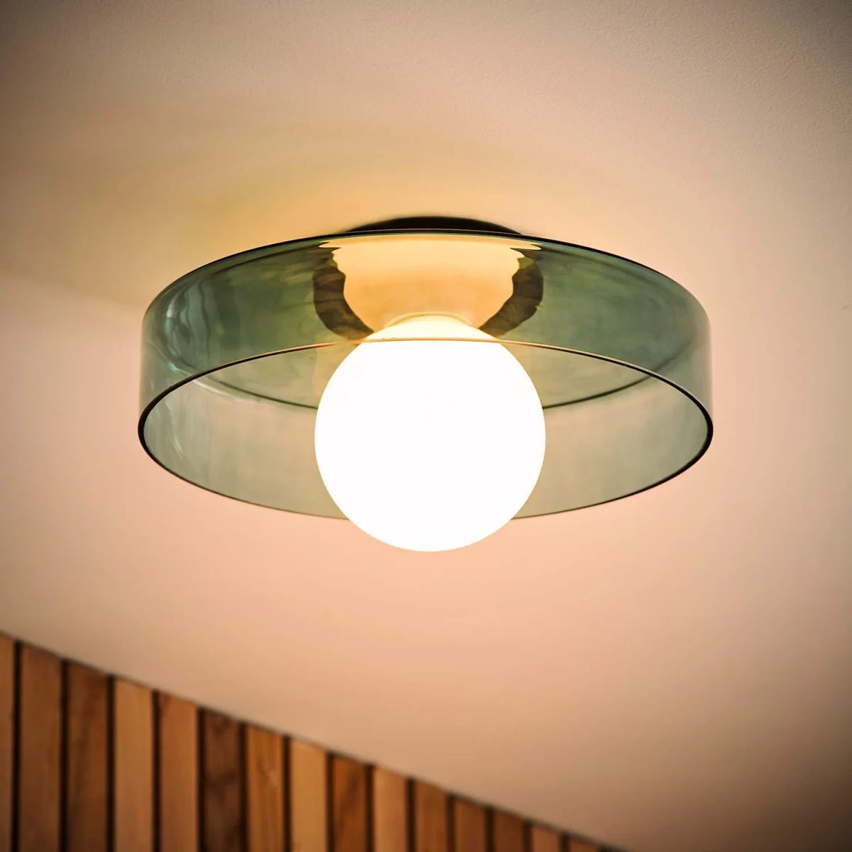 Newbury Glass IP44 Flush Ceiling Light - Green / Yes - Green – image 5