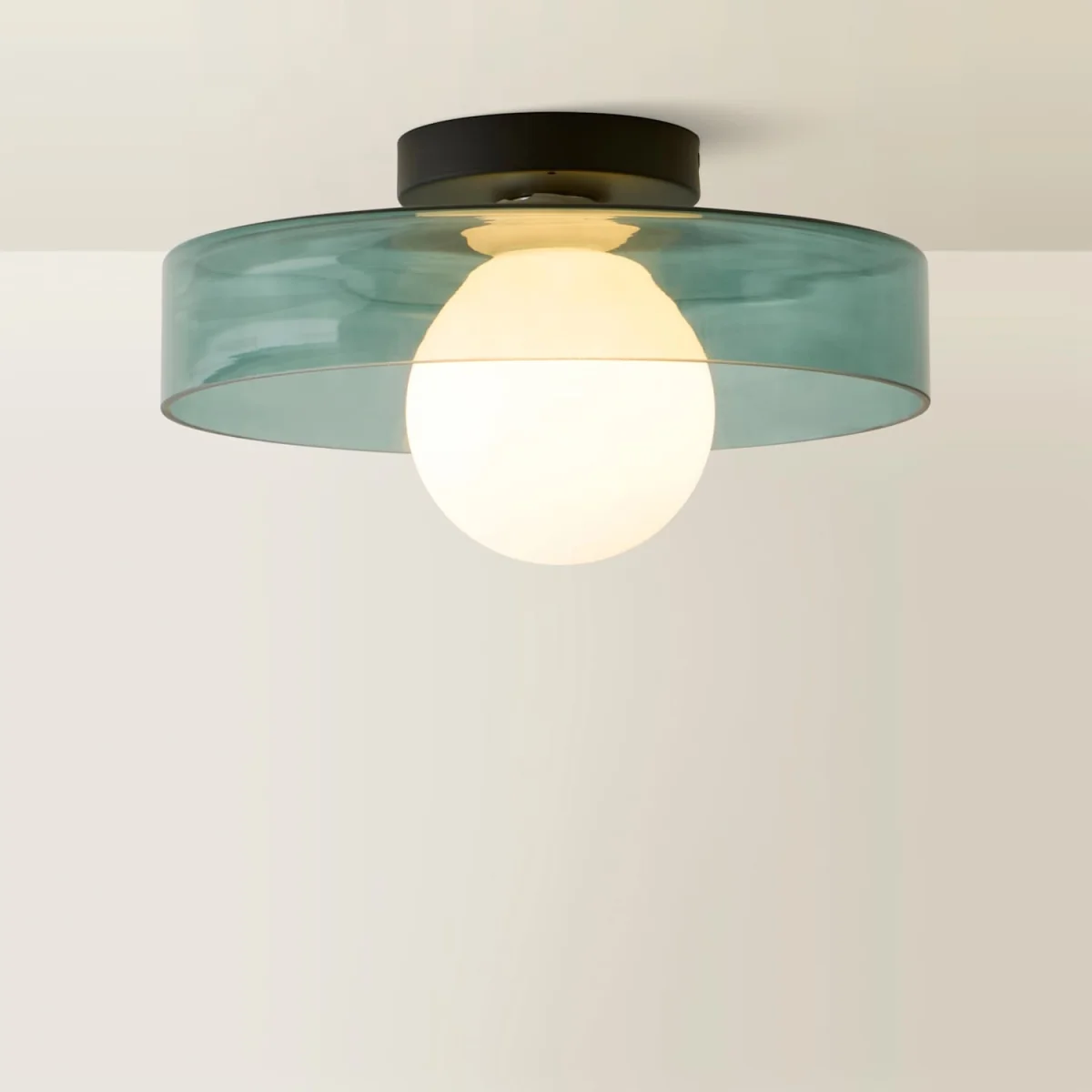 Newbury Glass IP44 Flush Ceiling Light - Green / Yes - Green – image 6