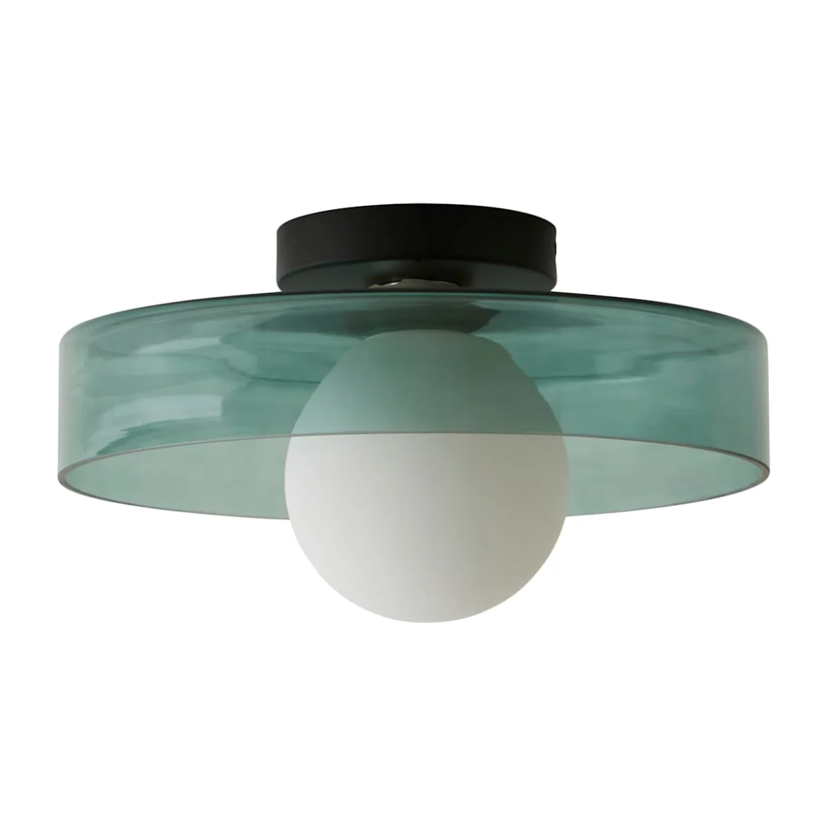 Newbury Glass IP44 Flush Ceiling Light - Green / Yes - Green – image 1