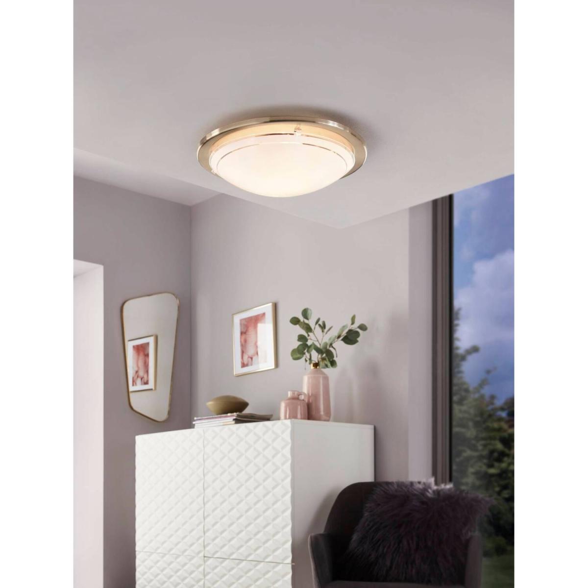 Eglo Planet 1 Satin Nickel And White Metal And Glass Flush Light, (D) 29cm - Silver – image 2