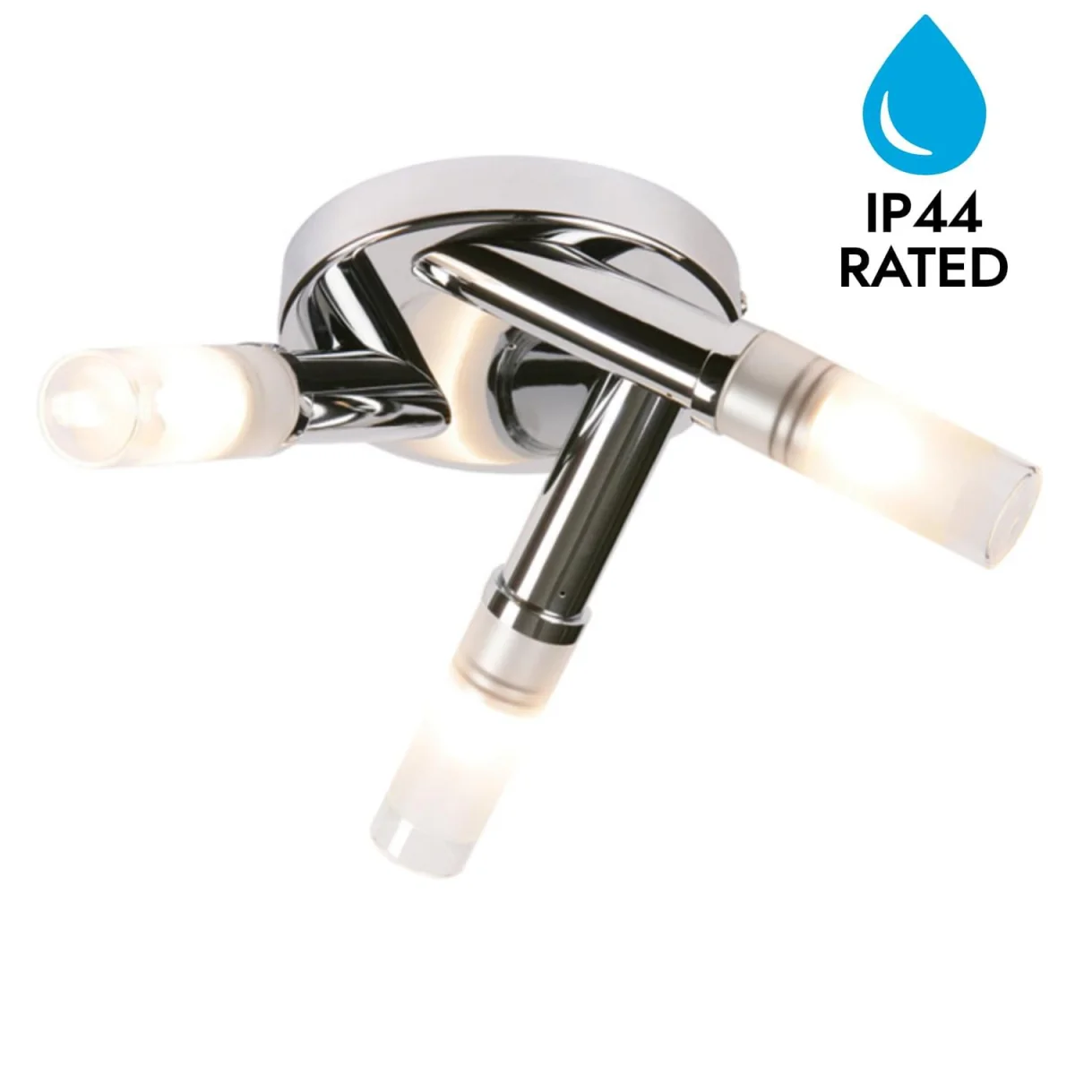 Trio 3lt Bathroom Ceiling Flush Light - Polished Chrome Plate And Frosted Glass Diffuser – image 2
