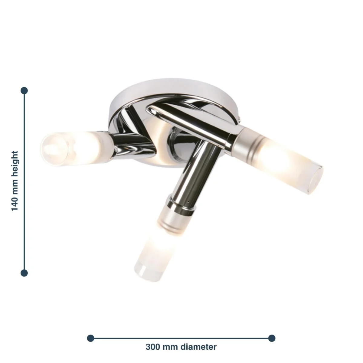 Trio 3lt Bathroom Ceiling Flush Light - Polished Chrome Plate And Frosted Glass Diffuser – image 3
