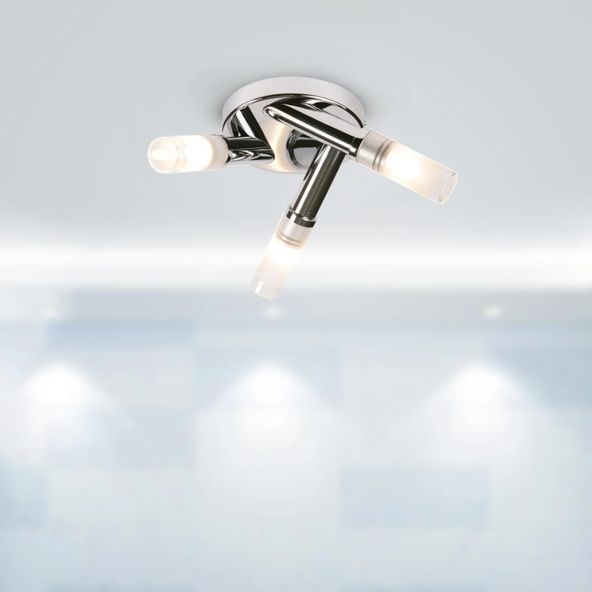 Trio 3lt Bathroom Ceiling Flush Light - Polished Chrome Plate And Frosted Glass Diffuser – image 6