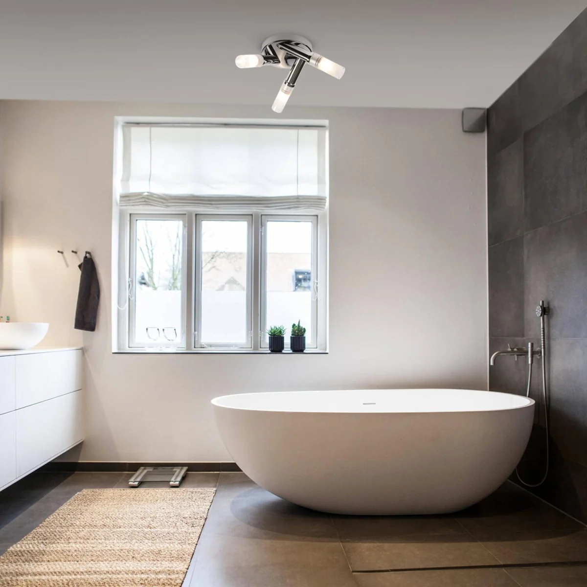 Trio 3lt Bathroom Ceiling Flush Light - Polished Chrome Plate And Frosted Glass Diffuser – image 7