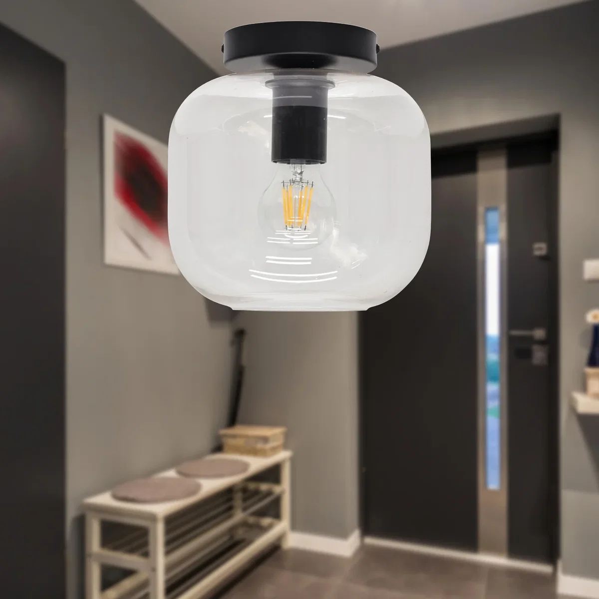 Bletch Clear Glass Black Ceiling Light Fitting - Black & Clear – image 2
