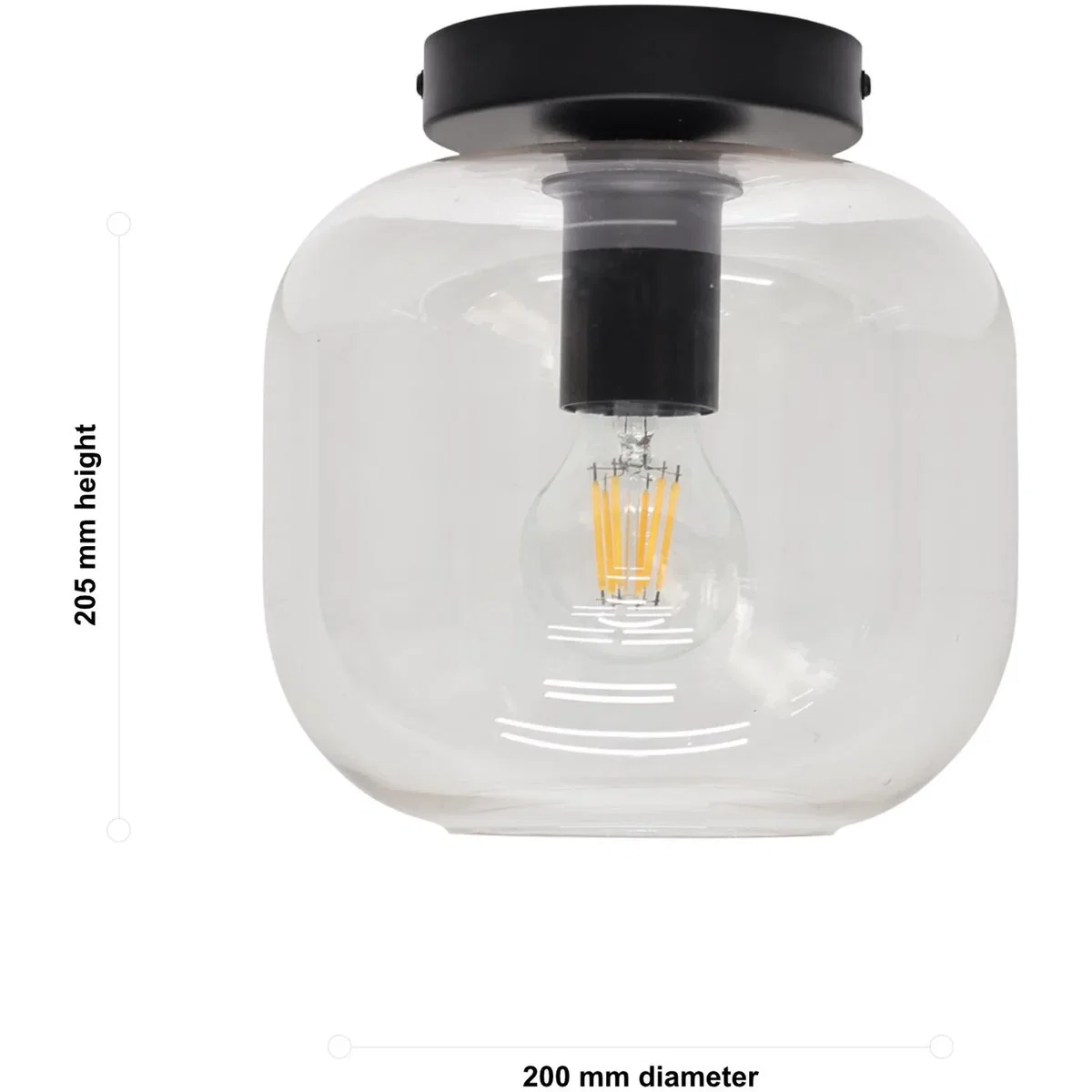 Bletch Clear Glass Black Ceiling Light Fitting - Black & Clear – image 4