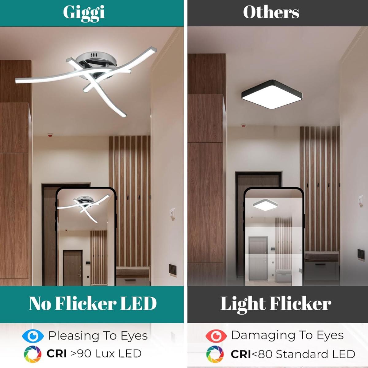 Semi Flushed 22W Ceiling light with 3 Built in LED Boards - Chrome and Silver – image 4